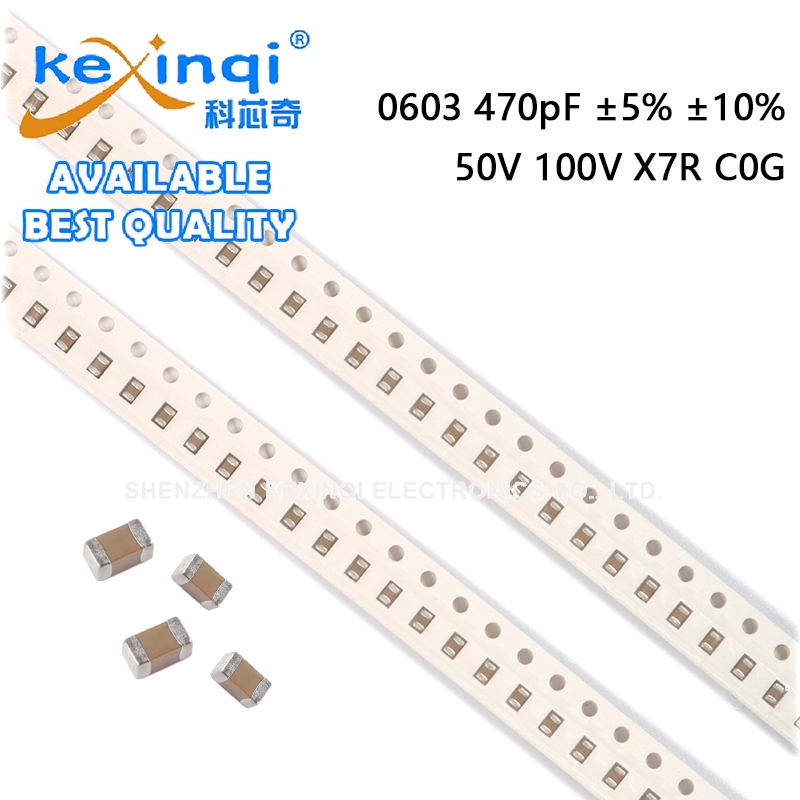 (50 ชิ้น) 0603 470pF ±5% ±10% 50V 100V X7R C0G ตัวเก็บประจุเซรามิกหลายชิป SMD
