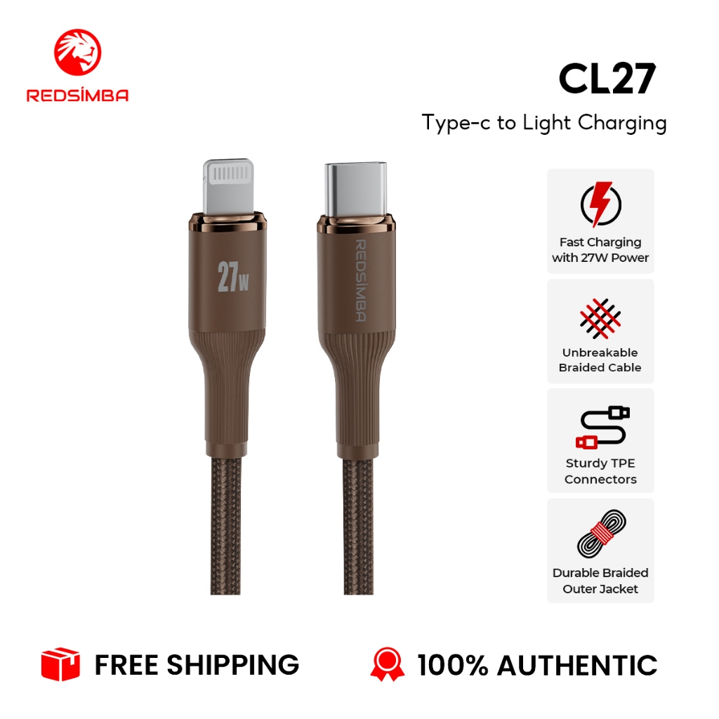 REDSIMBA USB C ถึง L สายชาร์จและส่งข้อมูลแบบถัก 3A/1M/27W