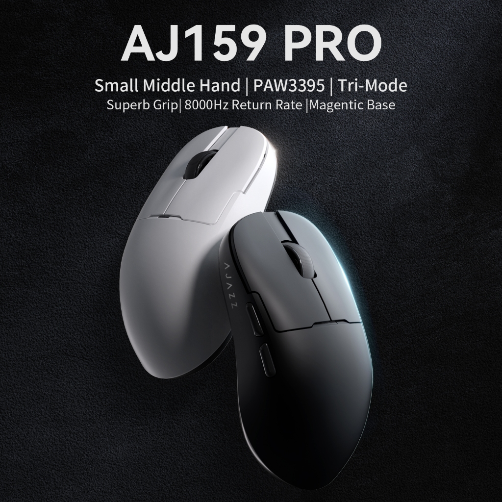 AJAZZ AJ159 Pro Paw3395 Sensor เมาส์ไร้สายสามโหมด 8k เมาส์สําหรับเล่นเกม Rgb ฐานชาร์จแม่เหล็กน้ําหนั