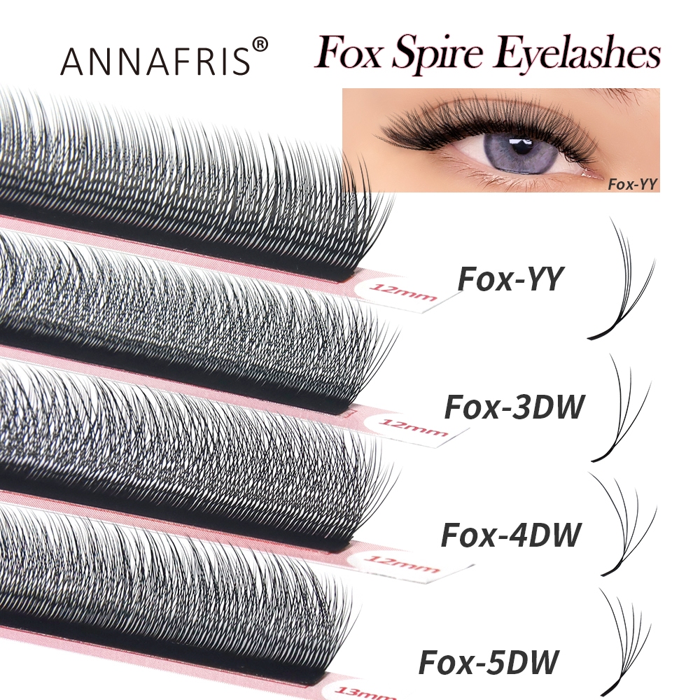 ANNAFRIS Fox YY รูปขนตา Fox Flying 3D W 4D W ขนตาปลอม 5D W Premade ปริมาณพัดลม Lashes