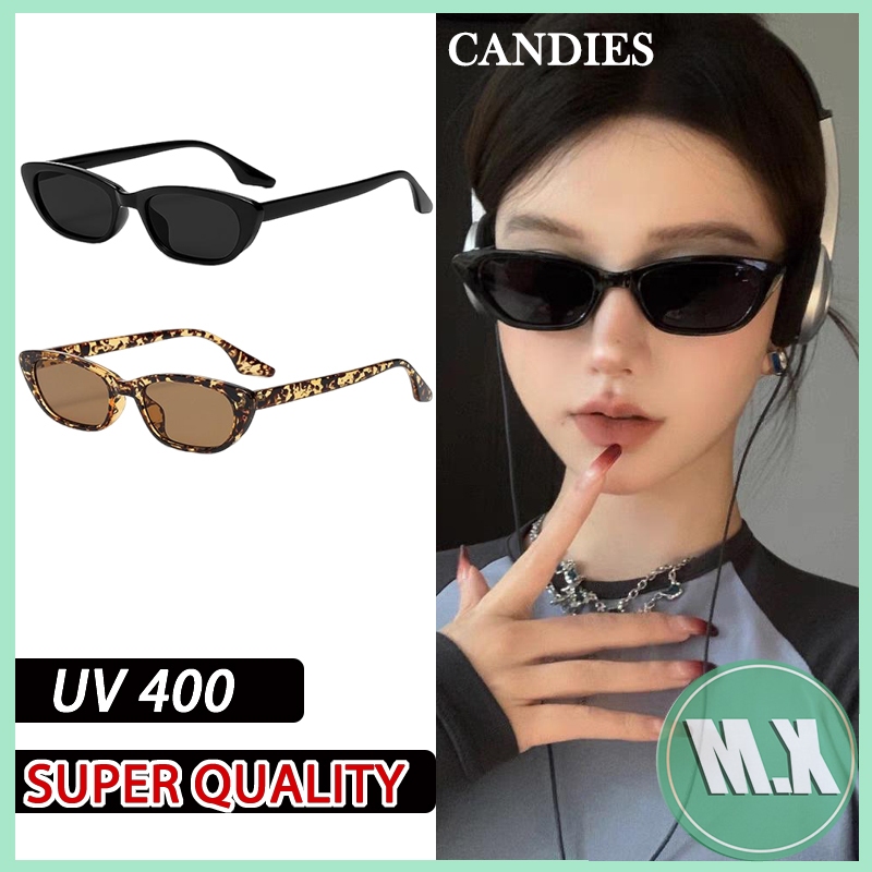 COD❤️แว่นกันแดดเกาหลีแว่นกันแดด Cat Eyes แว่นกันแดด Uv400 Shades แว่นกันแดดกรอบเล็ก Retro Square สําหรับผู้หญิงสําหรับผู้ชาย CANDIES