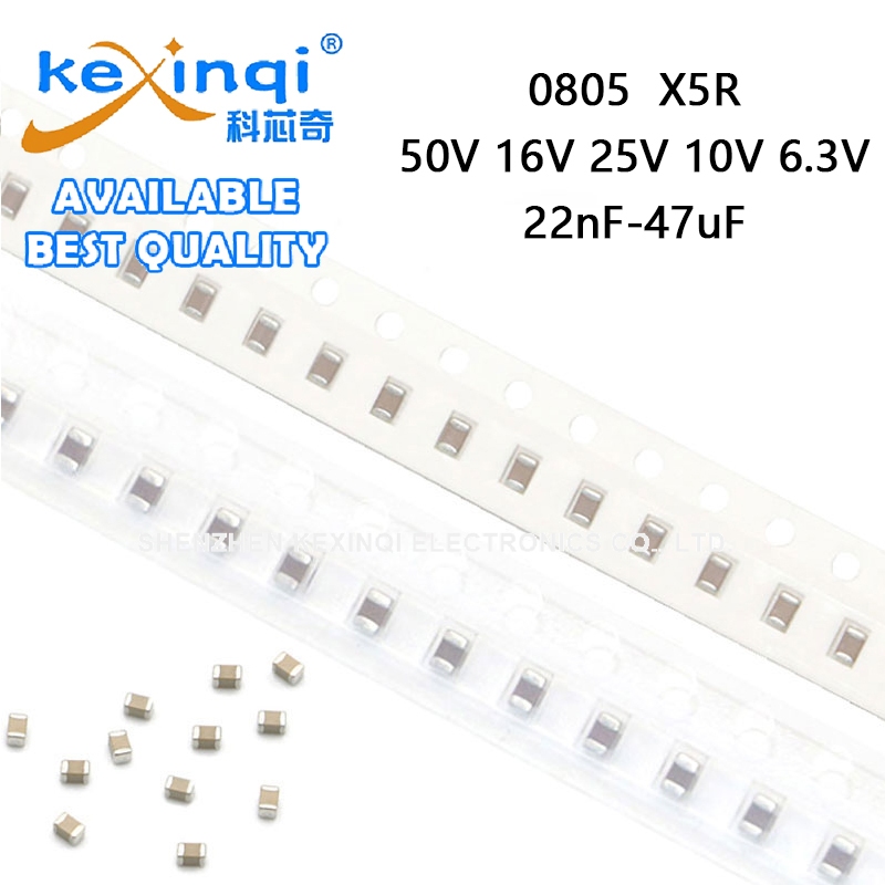 (10-50 ชิ้น) 0805 SMD 50V 16V 25V 10V 6.3V X5R Capacitor 22nF 33nF 330nF 470nF 1uF 2.2uF 3.3uF 4.7uF