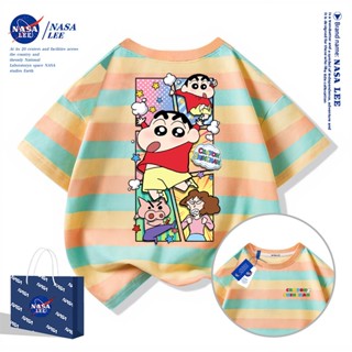 【จัดส่งภายในวันเดียว】เสื้อยืด NASA ผ้าฝ้าย ลายชินจังซน ๆ สำห…