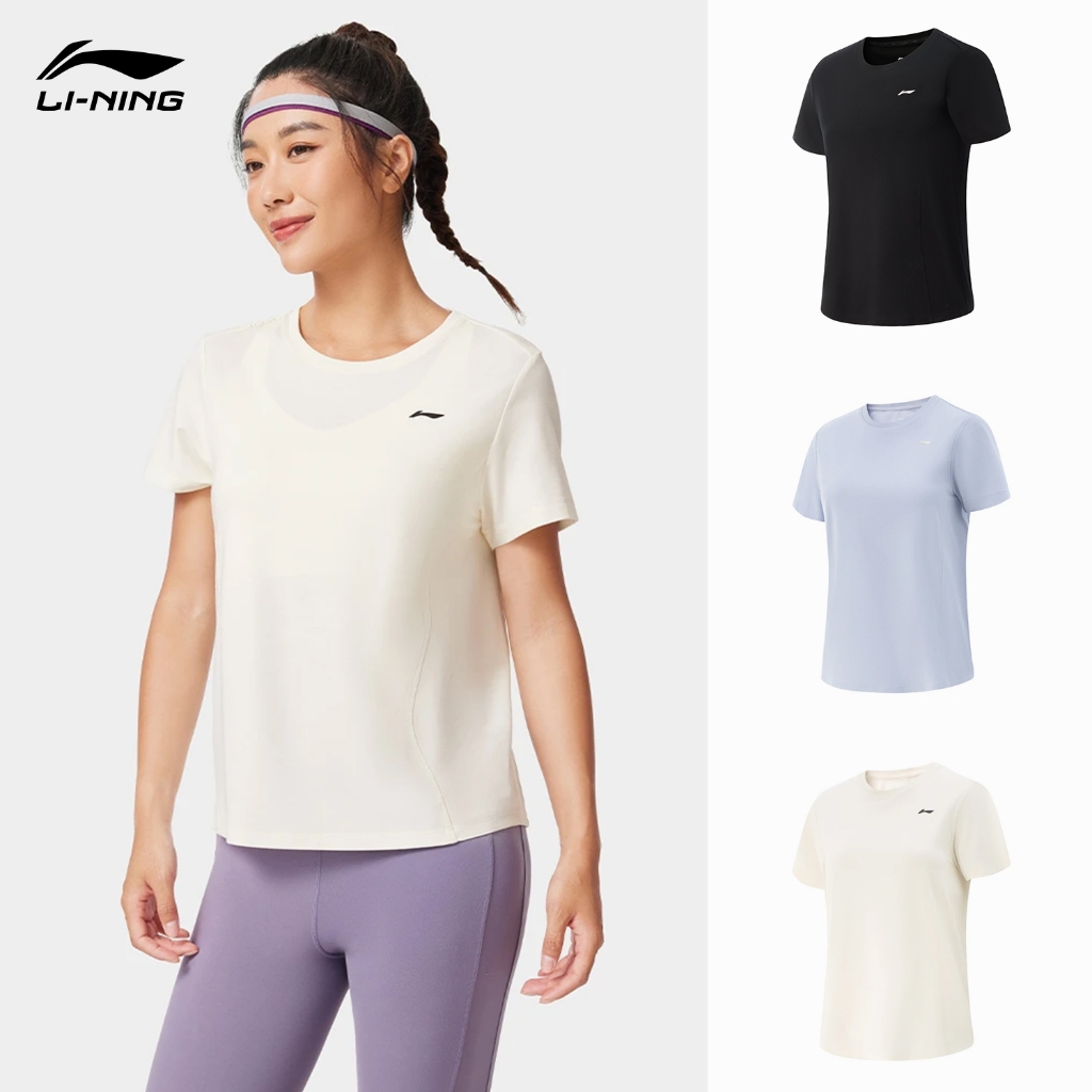 เสื้อยืดออกกำลังกายสำหรับผู้หญิง LI-NING แบบระบายความชุ่มชื่นและอากาศได้ดี รุ่น ATSV410