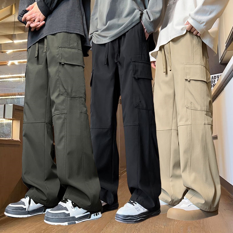 กางเกงทำงานผู้ชาย กระเป๋าข้างเก็บเงิน ผ้ายืดหยุ่น แฟชั่นเข้ากัน