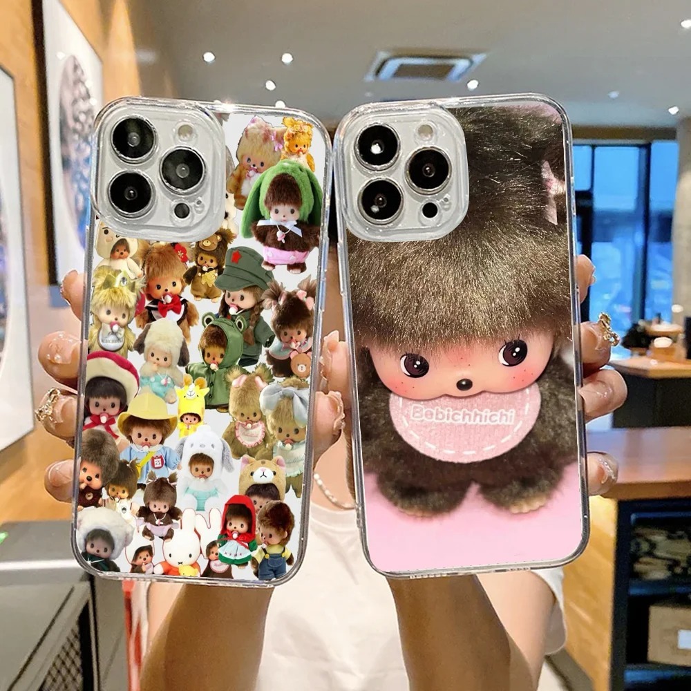 น่ารัก M-Monchhichi เคสโทรศัพท์ FUNDAA สําหรับ iPhone 12 11 13 14 15 16 MINI Max Pro Plus กันกระแทกนุ่มปกหลังใส