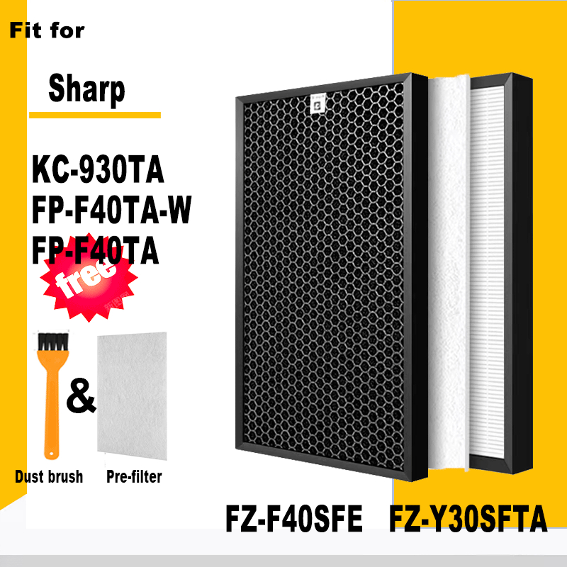 H13 ตัวกรองถ่านกัมมันต์ Hepa สําหรับ SHARP FZ-F40SFE เครื่องฟอกอากาศ KC-930TA, FP-F40TA-W, FP-F40TA,