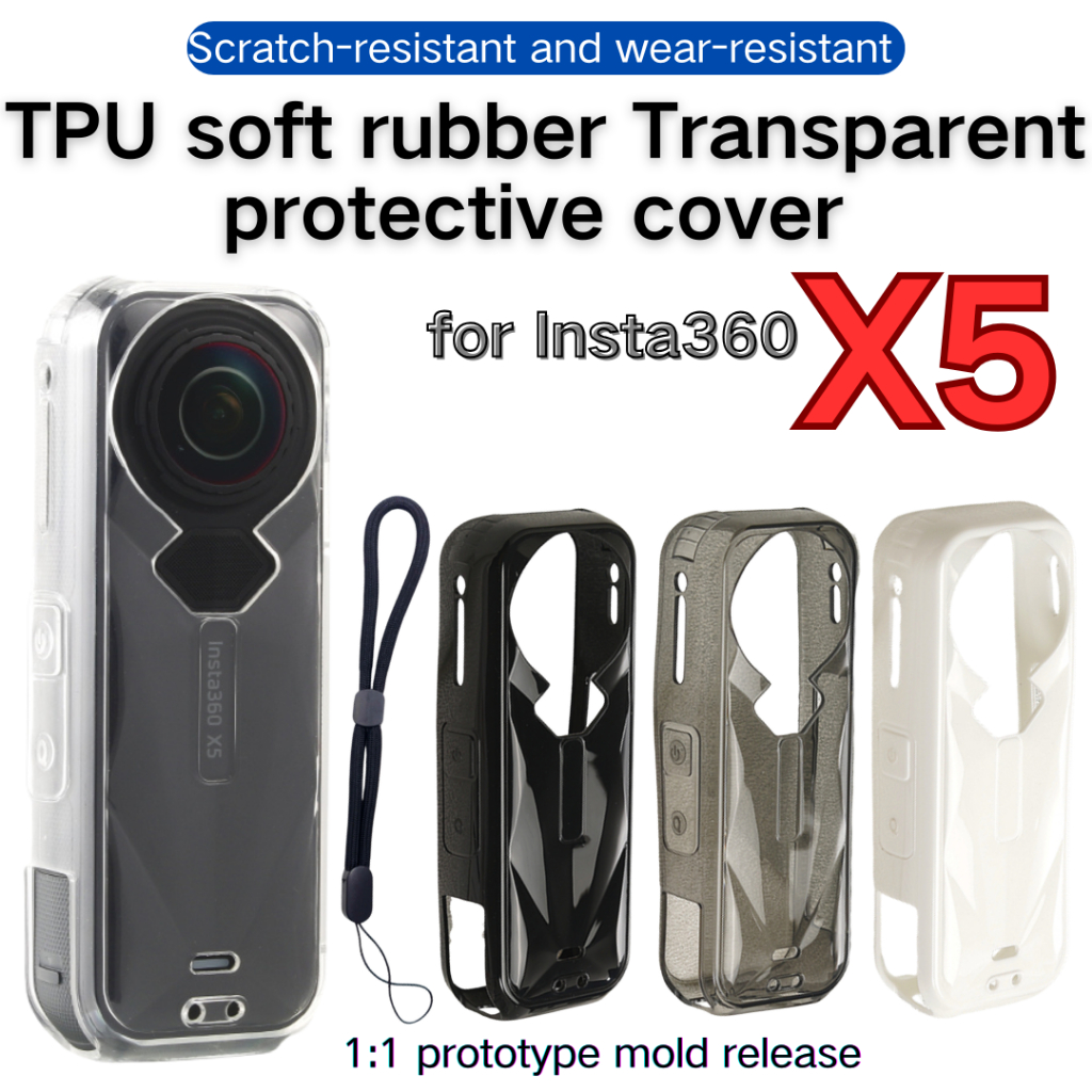 สําหรับ Insta360 X5 โปร่งใสป้องกันกรณี TPU Anti-Scratch Coverage Protector กันกระแทกสําหรับ Insta360 X5 Clear Shell
