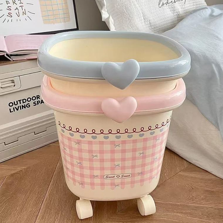 ถังขยะเจ้าหญิง 360°ถังขยะแบบถอดได้ล้อสากล