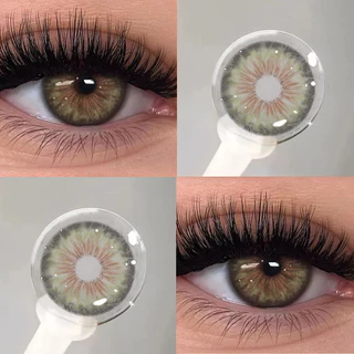 KSSEYE คอนแทคเลนส์สี 2 ชิ้น Cleopatra สีเขียว/สีน้ําตาล/เทา 14.2 มม.รายปีคอนแทคเลนส์สายตาสั้นที่มีองศา (0-8.00)