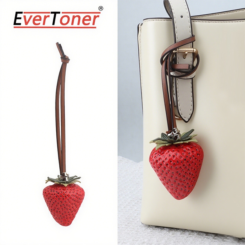 EverToner จี้กระเป๋าสตรอเบอร์รี่ขนาดใหญ่, พวงกุญแจสตรอเบอร์รี่, ของตกแต่งสำหรับกระเป๋าผู้หญิง