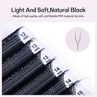 NATUHANA U-Shape YY CL LU Curl Eyelash Extensions Premade Volume Fluffy Lashes Matte สีดําธรรมชาติแต่งหน้านุ่ม