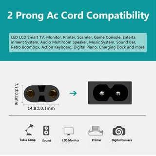 พร้อมสต็อก1.5M สายไฟ AC US UK EU 2 Prong 2 Pin เครื่องพิมพ์สายชาร์จอะแดปเตอร์ PC แล็ปท็อปสายไฟอะแดปเตอร์ PS4 ลําโพง