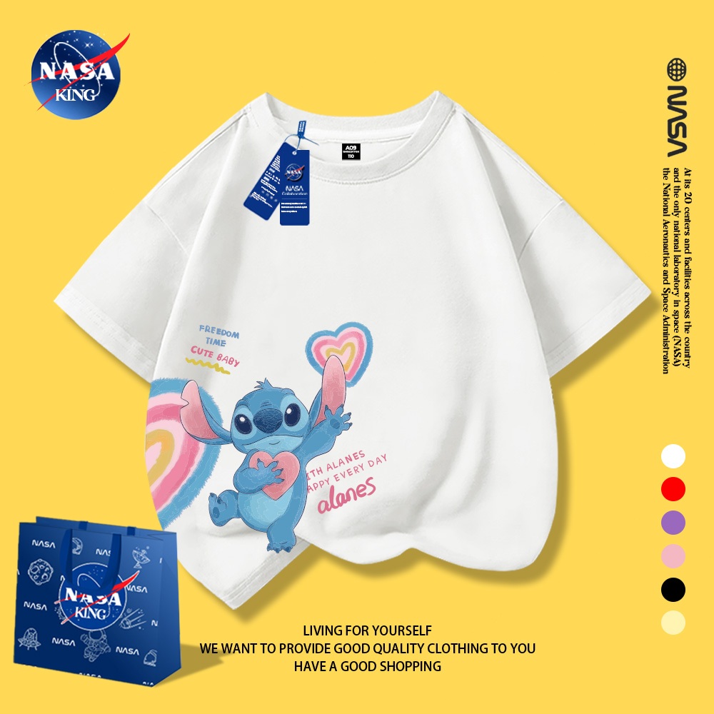 เสื้อยืดเด็ก NASA ลายสติทช์น่ารัก ผ้าฝ้ายแท้ 100% ใส่สบาย เหมาะทั้งเด็กผู้ชายและเด็กผู้หญิง