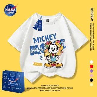 NASA เสื้อยืดแขนสั้นผ้าฝ้ายสำหรับเด็ก 1-12 ปี สไตล์เกาหลี เสื้อแฟชั่นฤดูร้อนสำหรับเด็ก