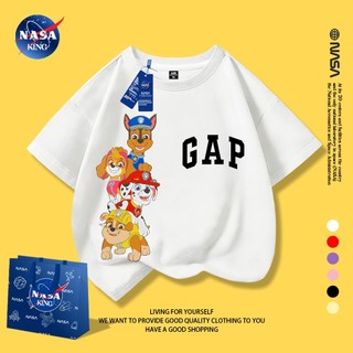 NASA เสื้อยืดแขนสั้นเด็กผู้ชายผ้าฝ้าย ลาย Paw Patrol สไตล์เกาหลี ฤดูร้อนระบายอากาศ