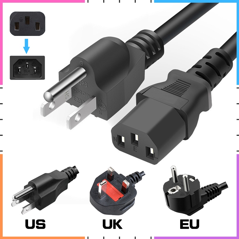 Ready Stock3 PIN 1.5M UK US EU Plug 13A ฟิวส์ 500 W/2500 W Desktop PC LCD Monitor แล็ปท็อปเครื่องพิมพ์สายไฟสายไฟสายไฟ