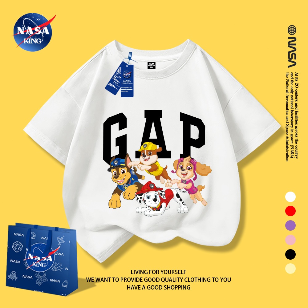 เสื้อยืดเด็ก 2025 | NASA ลาย Paw Patrol | ผ้าฝ้าย 100% | สไตล์เกาหลี