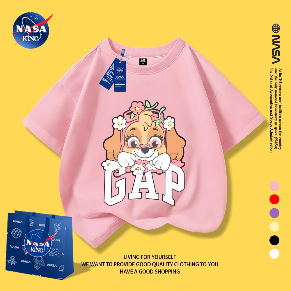🔥จัดส่งจากกรุงเทพฯ🚚NASA เสื้อยืดเด็กแขนสั้น ลายการ์ตูน Paw Patrol น่ารัก ผ้าฝ้ายแท้ 100% สไตล์เกาหลี เหมาะสำหรับเด็กผู้หญิง