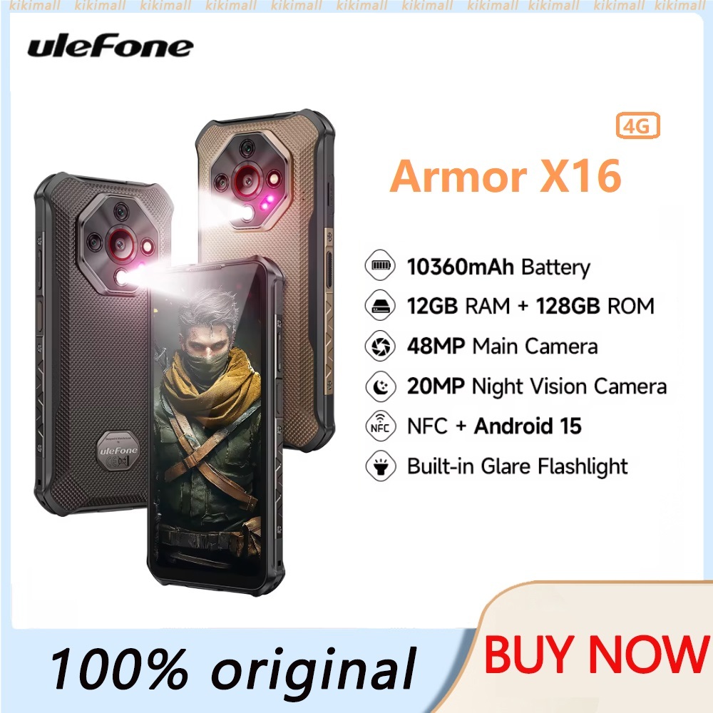 Ulefone Armor X16 4Gสมาร์ทโฟนที่ทนทาน 10360mAh 128GB ROM 120Hz 6.56 "NFC Android 15 Nightกล้อง