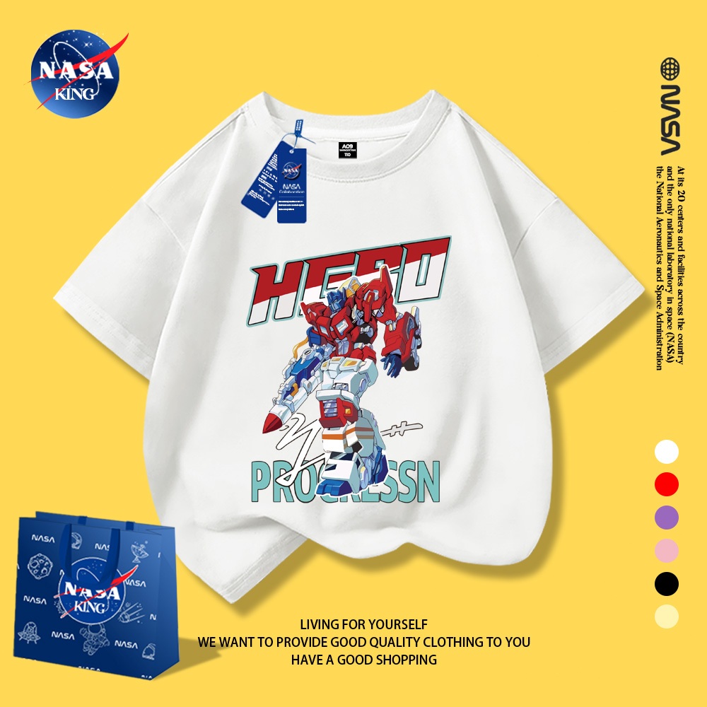 เสื้อยืดเด็ก NASA ลายทรานส์ฟอร์เมอร์ ผ้าฝ้ายแท้ 100% ใส่สบาย เหมาะเด็กชายหญิง