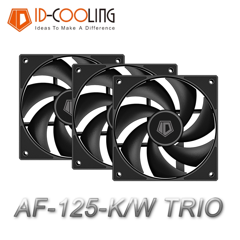ID-COOLING AF-125-K/W TRIO พัดลมเคสประสิทธิภาพสูง ความดันอากาศสูง เสียงรบกวนต่ํา & Big Airflow,พัดลมระบายความร้อน 4Pin PWM