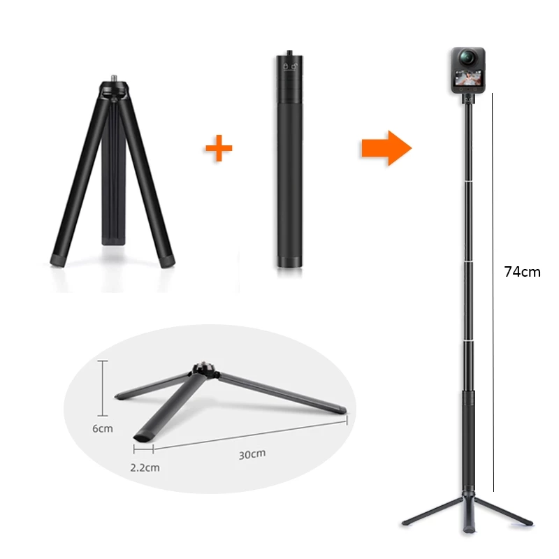 Insta360 X5 / X4 Air / X4 / X3 300cm Invisible Selfie Stick ไม้เซลฟี่ที่มองไม่เห็นขาตั้งกล้อง 2-in-1 อลูมิเนียมอัลลอยด์ Extension Rod(OEM) thumbnail 10