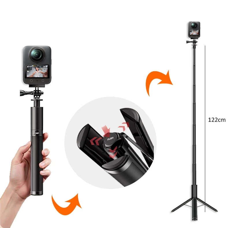 Insta360 X5 / X4 Air / X4 / X3 300cm Invisible Selfie Stick ไม้เซลฟี่ที่มองไม่เห็นขาตั้งกล้อง 2-in-1 อลูมิเนียมอัลลอยด์ Extension Rod(OEM) thumbnail 9