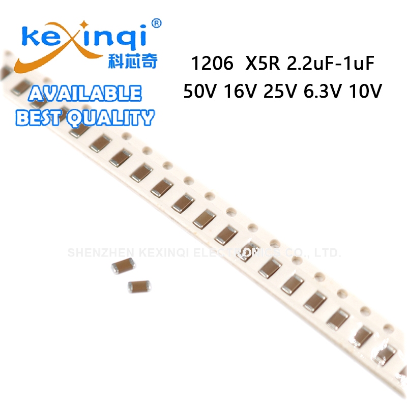 (1-10 ชิ้น) 1206 SMD 50V 16V 25V 6.3V 10V X5R ตัวเก็บประจุ 2.2uF 4.7uF 10uF 22uF 47uF 100uF 1uF