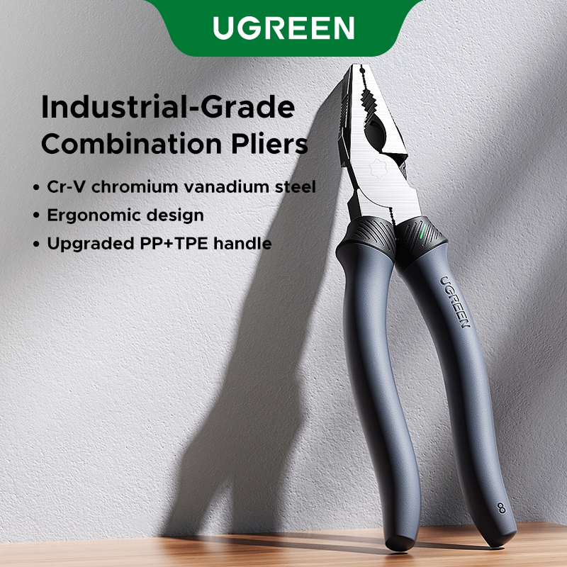 UGREEN คีมผสมเกรดอุตสาหกรรม – ด้ามจับกันลื่นตามหลักสรีระศาสตร์ สีดําด้าน 8 นิ้วอเนกประสงค์และทนทาน ราคาถูก Shopee Lazada
