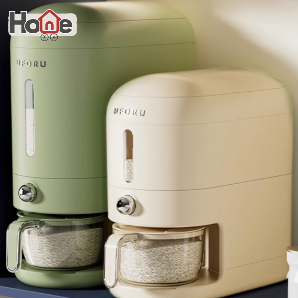 กล่องใส่ข้าวสาร HoMe 5KG/10KG แบบกด | ถังเก็บข้าวสารกันแมลง กันความชื้น วัสดุอาหาร PP+PET ฝาปิดแน่น ช่องมองข้าวได้ ประหยัดพื้นที่ ใช้งานง่าย