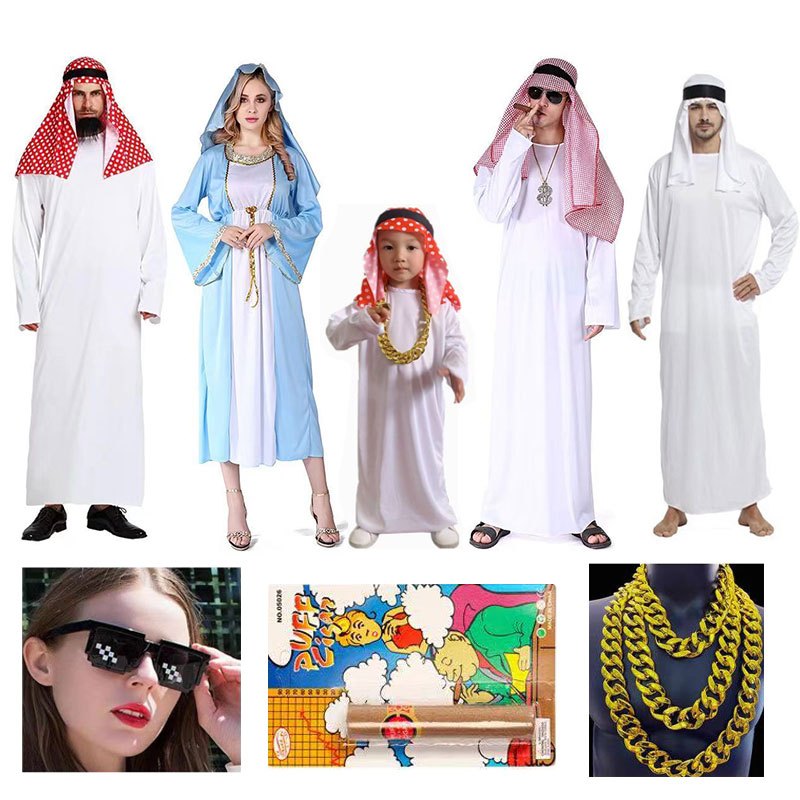 เครื่องแต่งกายฮาโลวีน สูทสไตล์อาหรับสำหรับผู้ใหญ่ ออกแบบเหมือนเจ้าชายดูไบ