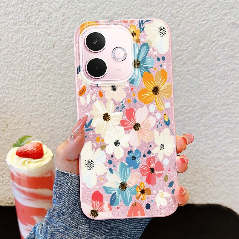 VRQR สําหรับ Oppo A6 A5i A5 Pro 5G 4G A5X A5i A5 4G 5G ครีมสไตล์ภาพวาดสีน้ํามันกลีบ Shinning Brightl