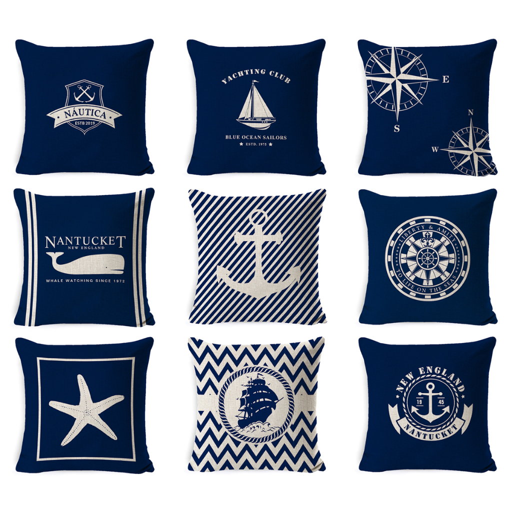 <COD> ปลอกหมอน Blue Ocean Linen 4545.4040.ปลอกหมอนนอนโซฟาตกแต่งบ้านฤดูร้อน