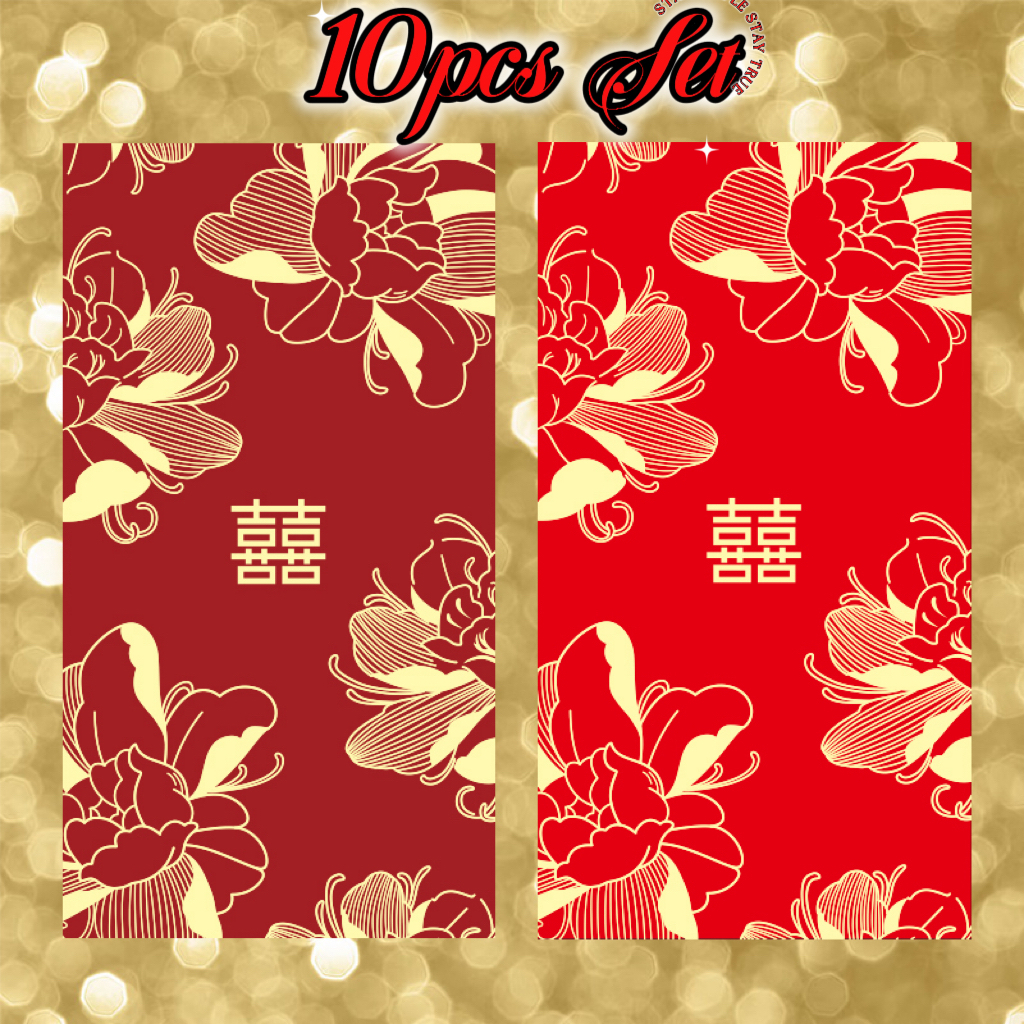 งานแต่งงานแพ็คเก็ตสีแดงซองเงิน Angpao เงินสด Angpau Angbao งานแต่งงานจีน Ampao Ang Bao Angpow Xi ยาวขนาดใหญ่ความสุขคู่ Hongbao กระเป๋า
