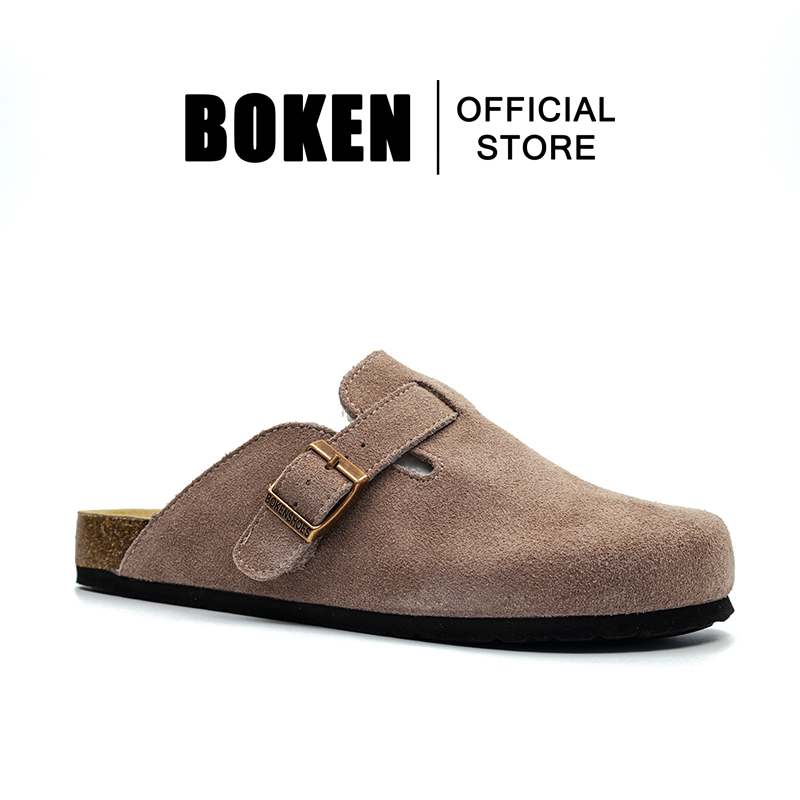 BOKEN Women Baotou Sandals Cow Suede Shoe top Mules