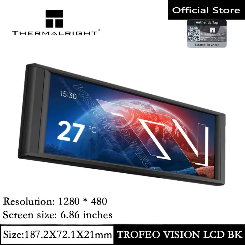 Thermalright TROFEO VISION LCD IPS 6.86 นิ้ว 1280*480 ความละเอียดเต็มหน้าจอ LCD แม่เหล็กพอร์ต USB Type-C หน้าจอแสดงผลเคสพีซีหน้าจอแสดงผล