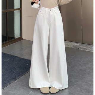 Laterme S-6XL 9 สี กางเกงยีนส์ขากว้าง เอวสูง ทรงหลวมสไตล์เกาหลีย้อมอมยุท