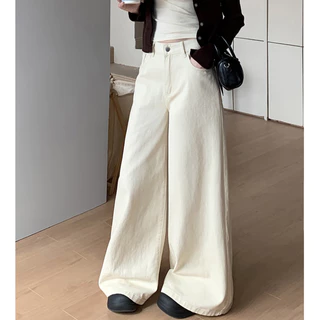 Laterme S-6XL 9 สี กางเกงยีนส์ขากว้าง เอวสูง ทรงหลวมสไตล์เกาหลีย้อมอมยุท