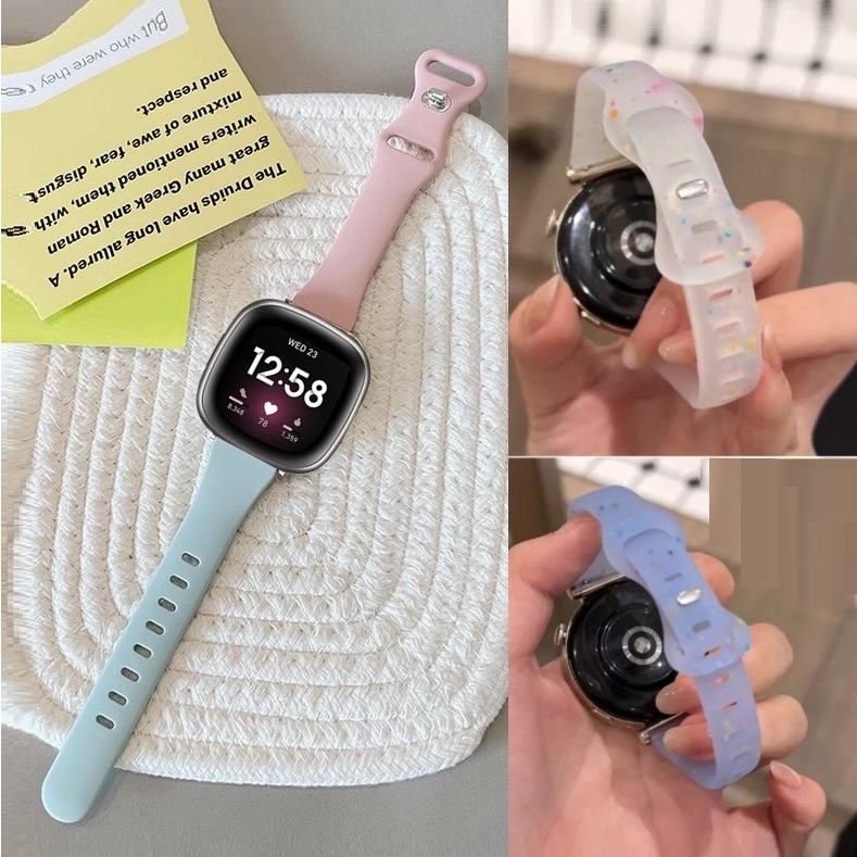 สายนาฬิกาซิลิโคนสําหรับ For Fitbit Versa 4 สาย Fitbit Versa 3 Strap Adjustable Fitbit Sense สาย Fitb
