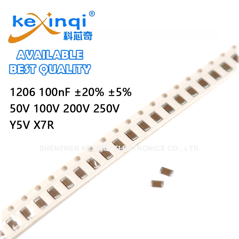 (10 ชิ้น) 1206 ตัวเก็บประจุ 100nF ±20% ±5% 50V 100V 200V 250V Y5V X7R SMD ชิป Multilayer ตัวเก็บประจุเซรามิก