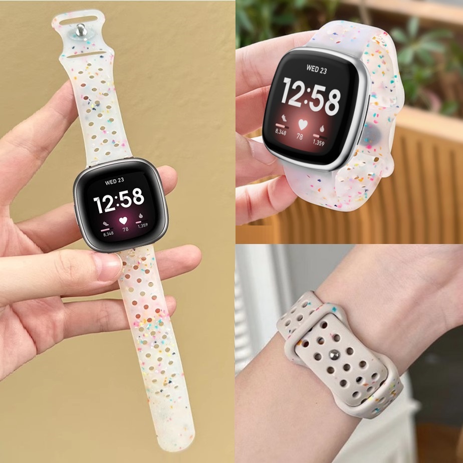 Silicone Confetti Watch Strap For Fitbit Versa 4 สาย Fitbit Versa 3 Strap Adjustable Fitbit Sense / 