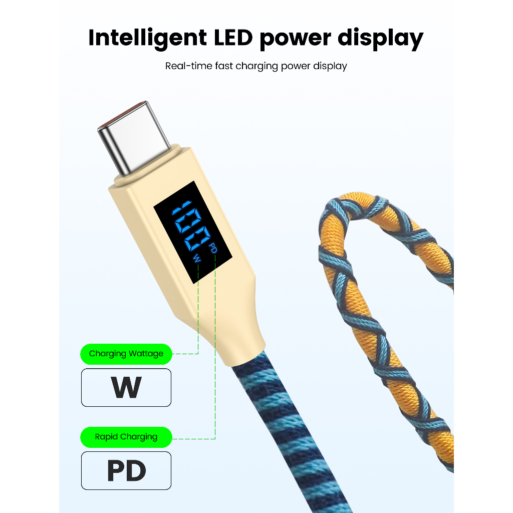 MOGOOD Type C to Type C 100W USB C to USB C ทอมือ สี dopamine USB C to Type C เหมาะสําหรับ iPhone 16