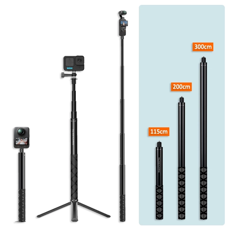 Insta360 X5 / X4 Air / X4 / X3 300cm Invisible Selfie Stick ไม้เซลฟี่ที่มองไม่เห็นขาตั้งกล้อง 2-in-1 อลูมิเนียมอัลลอยด์ Extension Rod(OEM) thumbnail 5