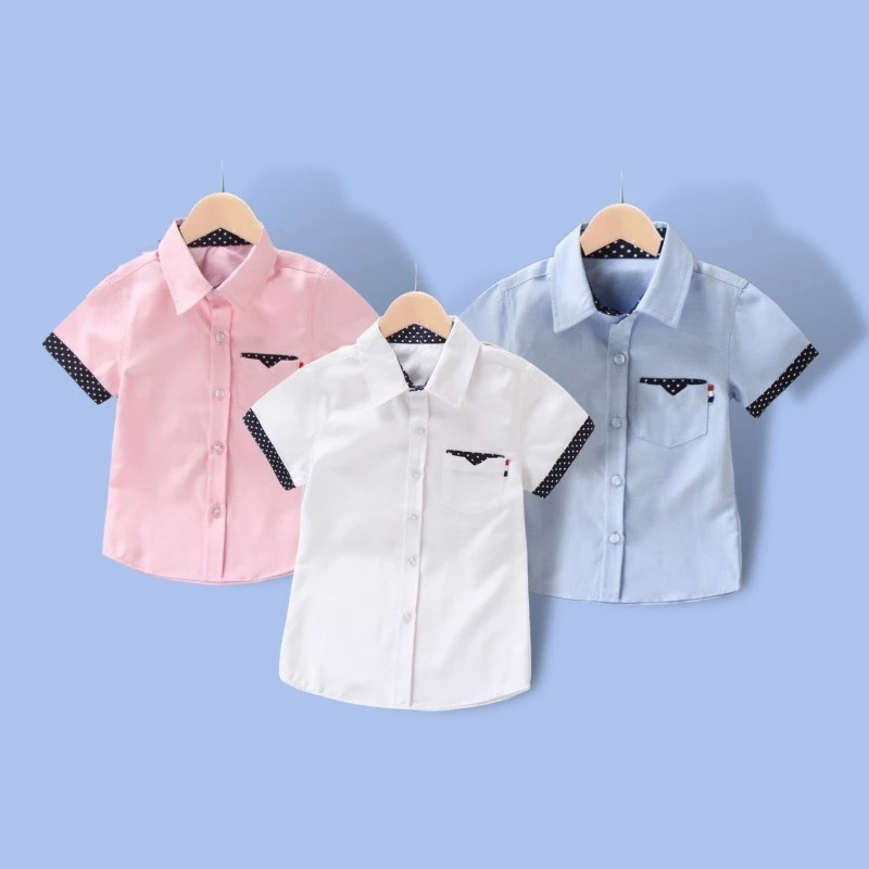 ใหม่ เสื้อโปโลแขนสั้น ผ้าฝ้าย แบบเป็นทางการ แฟชั่นฤดูร้อน สําหรับเด็กผู้ชาย ชุดเด็กผู้ชาย