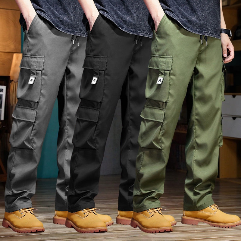กางเกงคาร์โก้ผู้ชาย ไซส์ใหญ่ ทรงขาจั๊ม ผ้ายืดหยุ่น สบายกระชับ