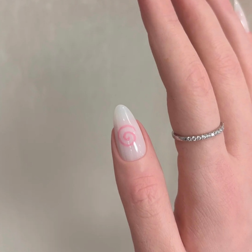 Y2k Pink Smudge Hand-Painted Wearable Nails ins Short Vortex Nails