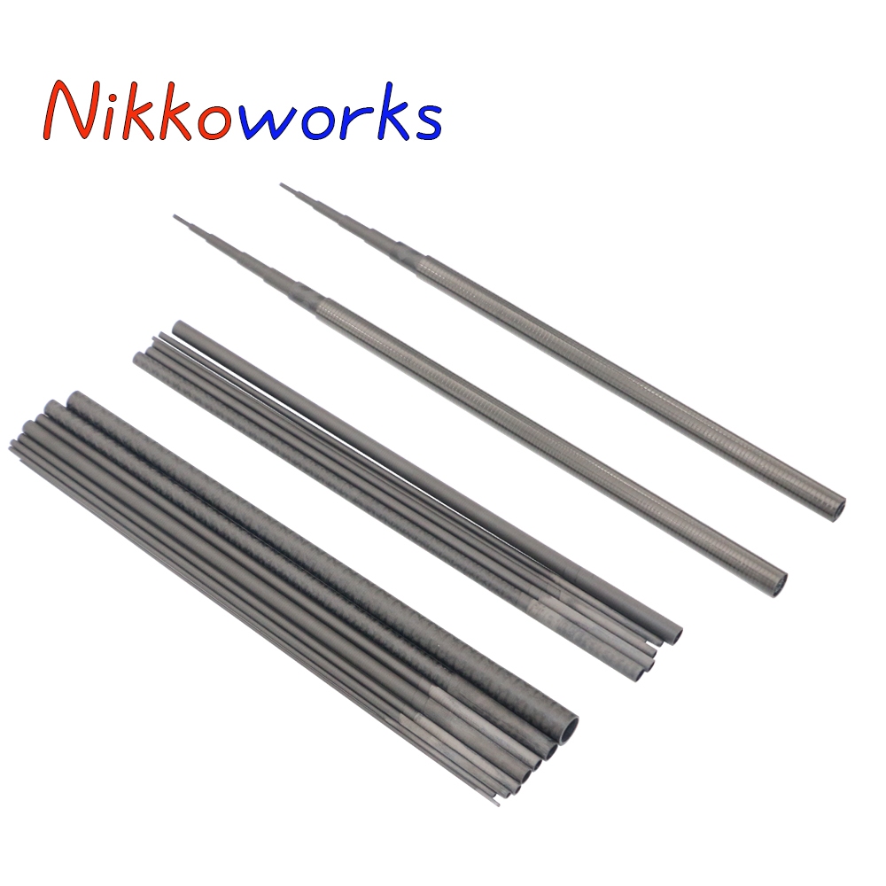 NIKKOWORKS UL 1.68m 1.82m 1.85m 1.67m Telescopic แทรก Solid Carbon Tip Kevlar Wrap คาร์บอนไฟเบอร์ Travel Trout Rod เปล่า DIY ส่วนประกอบอาคาร Cane