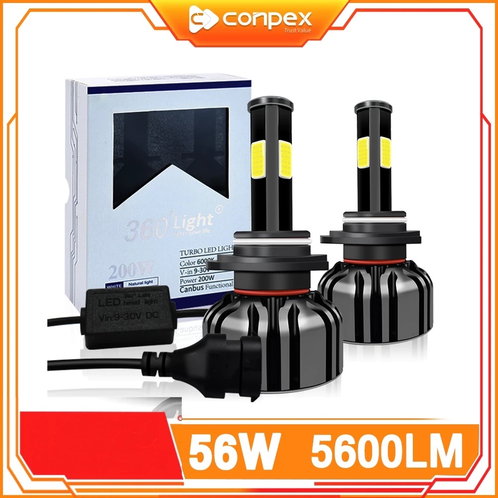 CONPEX 4A ไฟหน้ารถ LED 50W 5000LM 6500K VOLTAGE 9V-30V สําหรับรถยนต์ 90004/2025/H4/H11/ H1/H3/H7/H13