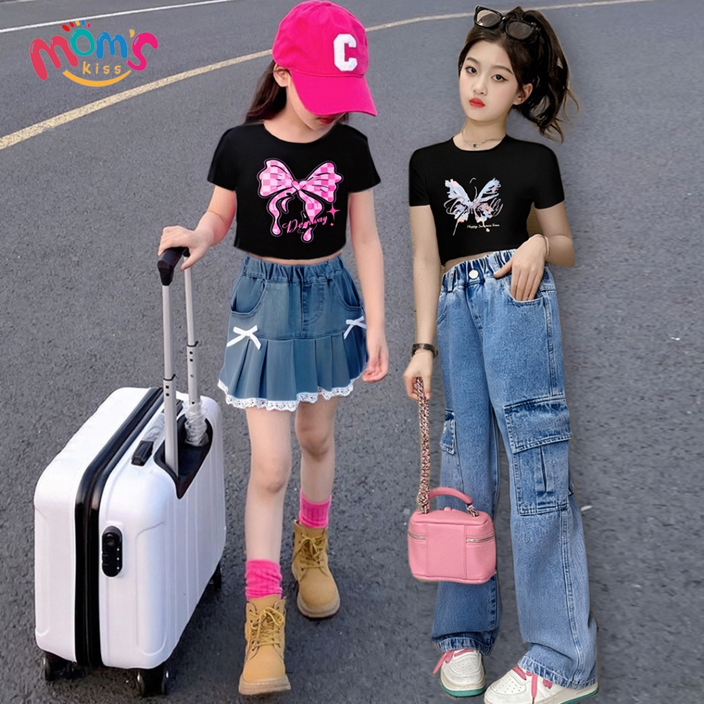เสื้อยืดแขนสั้นเด็กผู้หญิงรุ่นใหม่ปี 2025 ผ้าคอตตอนเนื้อนุ่ม สวมใส่สบาย เหมาะสำหรับเด็กผู้หญิงที่ชื่นชอบแฟชั่น